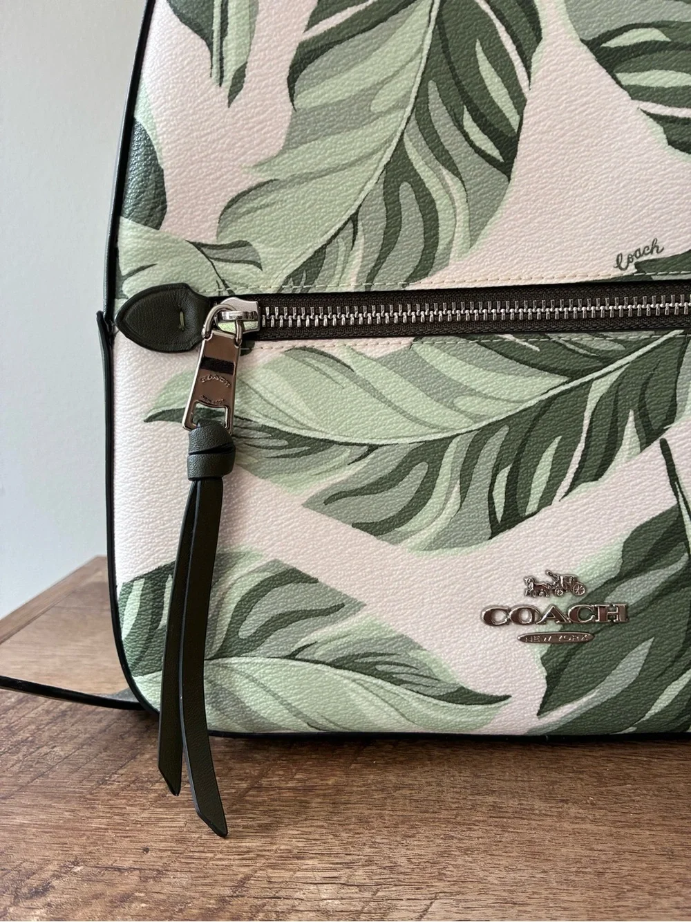 Coach Jordyn Backpack Banana Leaf Print,  Green / Chalk / Silver, 3962